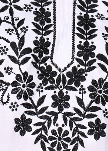 Image of Women Pink Ethnic motifs Embroidered Lucknowi Chikankari Long Kurti