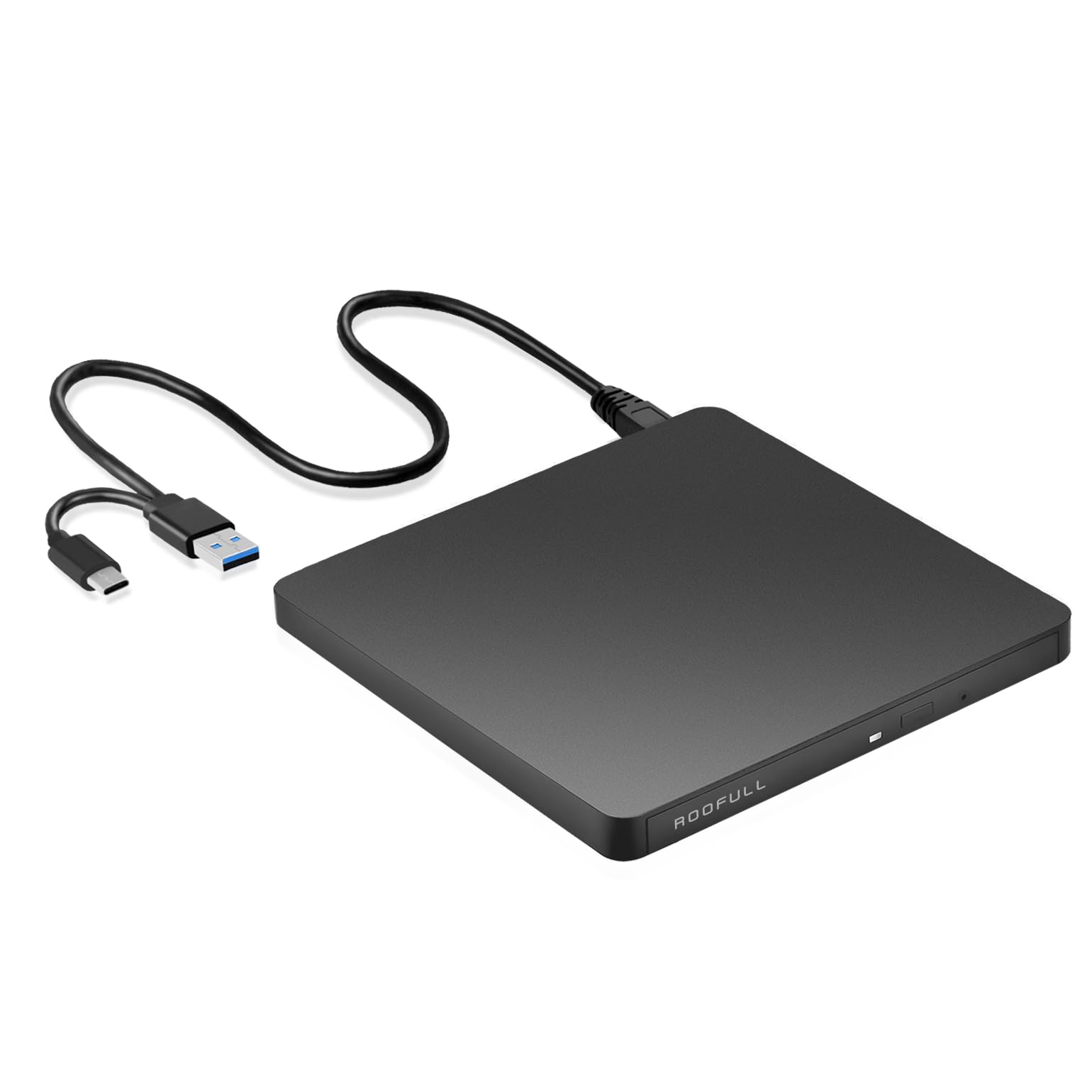 ROOFULL External CD/DVD Drive USB 3.0 &amp; USB-C, Ultra-Slim 0.5" High-Speed CD DVD Player Burner Reader Writer for Laptop, Windows 11/10, Mac MacBook, Linux OS