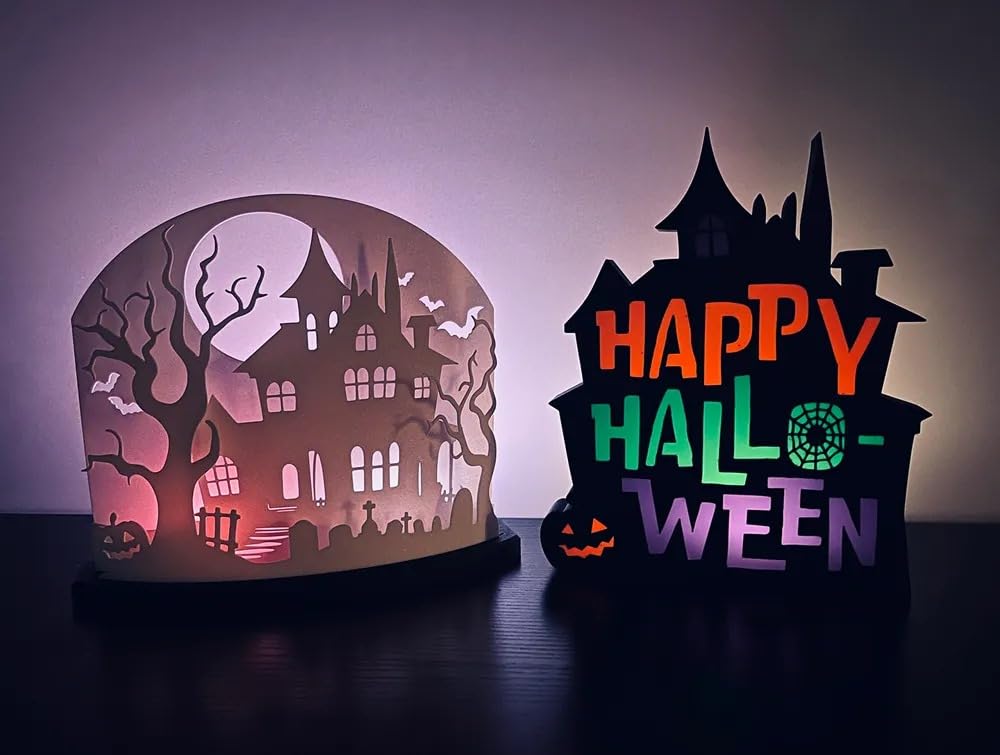 3D CRAFT 3D Layered Haunted House | Halloween Decor | Spooky Paper Cut | DIY Desktop Lantern with Graveyard Scen (Haunted House) 3