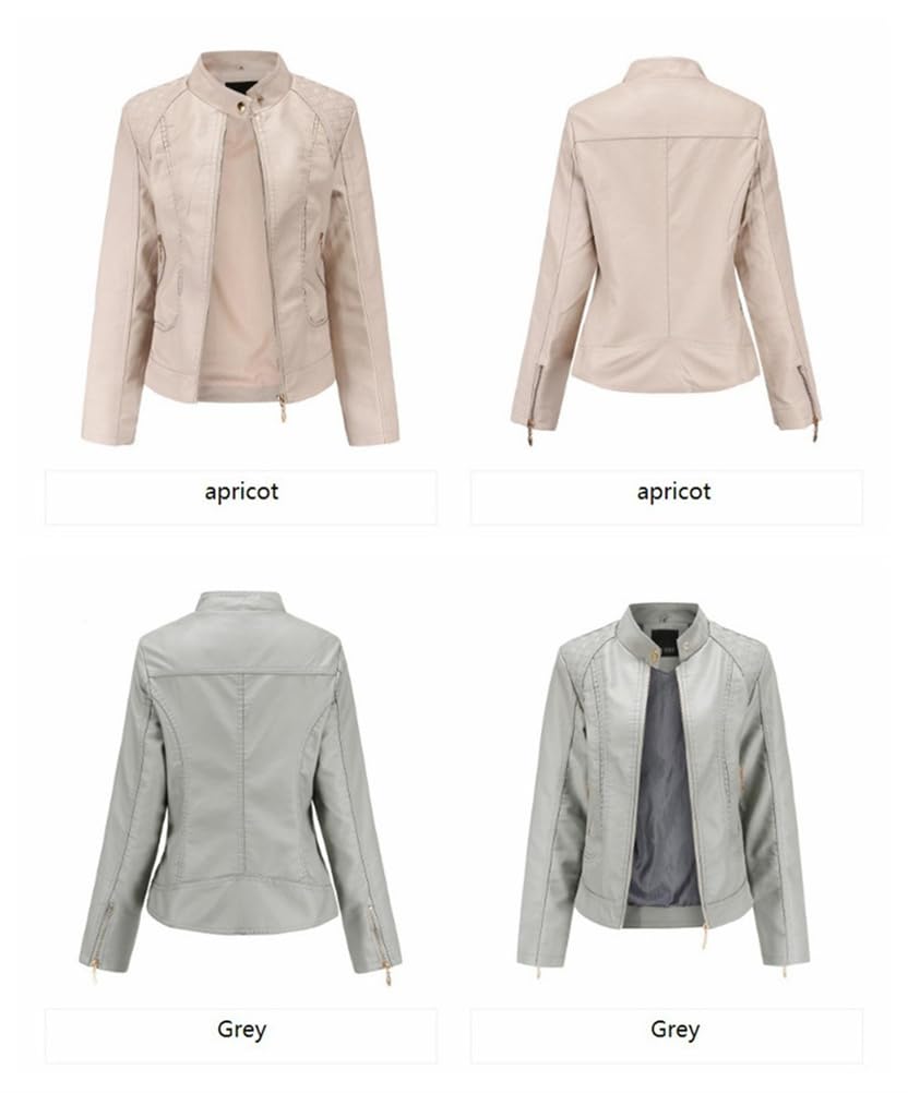 Automne Hiver Femmes Veste en Cuir Outdoor Windproof PU Stand Collar Tops Mode Slim Moto Porter Casual Manteaux Vêtements pour Femmes