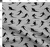 Silhouette, Skifahren, Ski Stoffe - Individuell Bedruckt von Spoonflower - Design von Thinlinetextiles Gedruckt auf Baumwollstoff Klassik