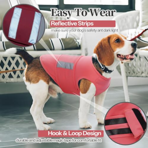 Image of Dog Anxiety Calming Vest, Gentle Compression Anxiety Suit for Dogs | Breathable Dog Calming Wrap for Separation Anxiety, Lightning, Storms, Fireworks, Vet Visits, Pink XL