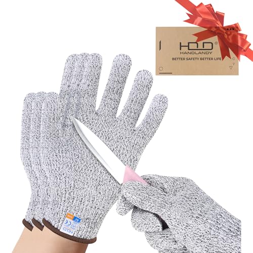 HANDLANDY Cut Resistant Gloves for Adult & Kids, Food Grade Anti-Cut Safety Gloves for Cooking Mandolin Meat Cutting Fishing 3 Pair XX-Large-Adult Grey
