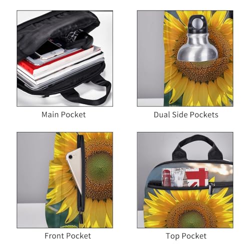 Backpack 14.7 inch Lightweight Large Bookbag The most beautiful sunflower Daypack for Travel Office Work3