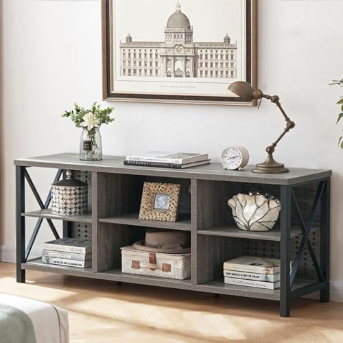 LVB Rustic Entertainment Center for 65 Inch TV, Industrial Wood