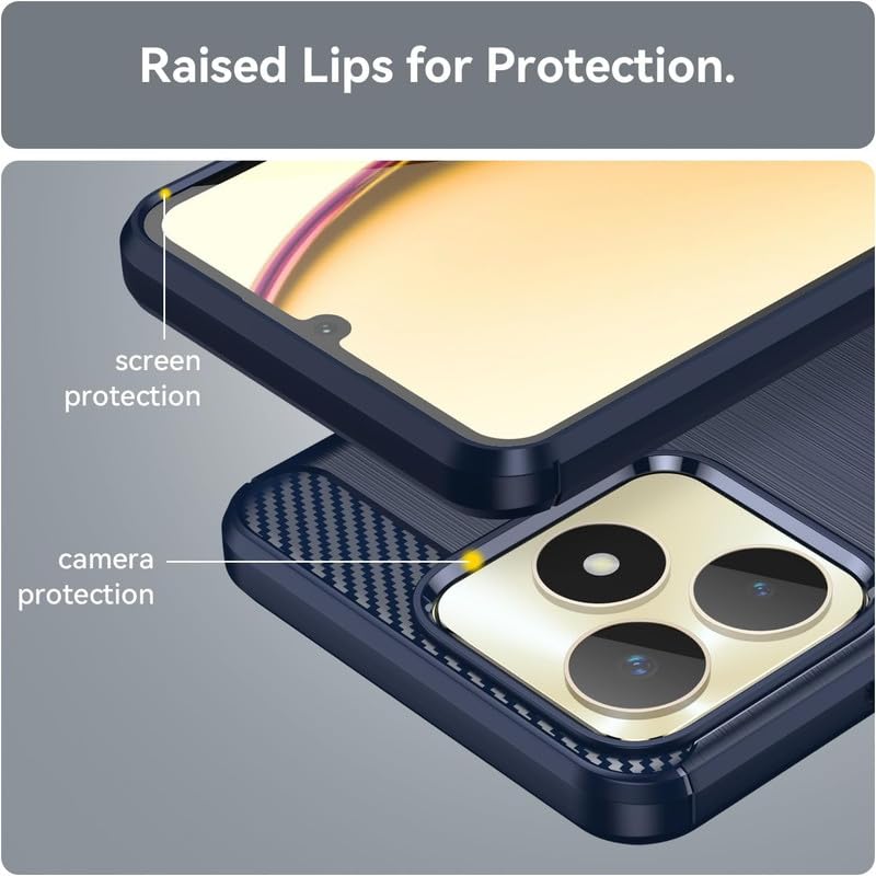 Image of NPRC Hybrid Ultra Slim Protective Case TPU Non-Slip Carbon Fiber Texture Shockproof Case Cover for Realme GT 7 PRO - Blue