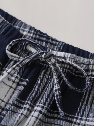 Latuza Women's Petite Pajama Set Petite Length Henley Shirt Flannel Pants4