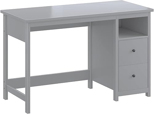 BHG Escritorio con cajones, moderno escritorio pequeño para computadora para oficina en casa con cajones de almacenamiento, tocador de maquillaje