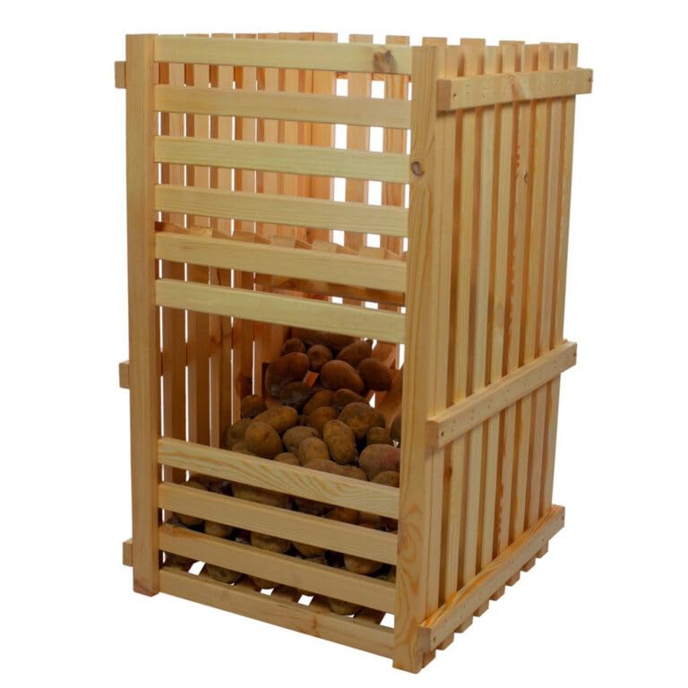 STOLMAK Kartoffelkiste 50x80x50 cm Kartoffel Aufbewahrungsbox Holz Zwiebel Obstkiste Gemüse Aufbewahrung Holzkisten Kartoffelbox Groß