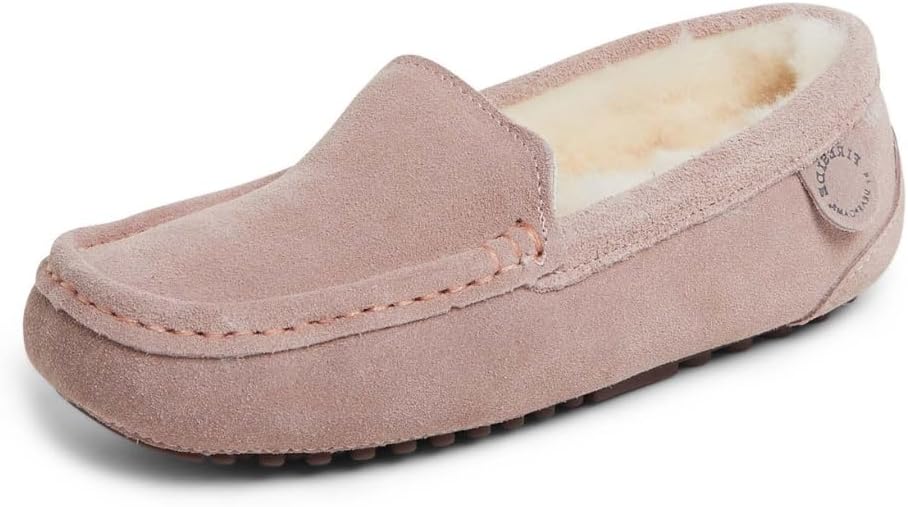 Fireside by Dearfoams Women's Mel Shearling Moccasin Slippers - Genuine Australian Sheepskin, Indoor/Outdoor Comfort