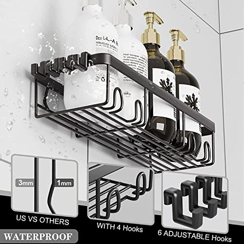 Posyla Shower Caddy, Bathroom Shower Organizers, Black Shower Shelves For Inside Shower,Stainless Steel Wall Rack Baskets Adhesives Mounted(6 Pcs) #TOP2