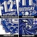 12th Birthday Decorations for Boys Girls, Blue Silver Happy 12th Birthday Party Decorations Supplies - Happy 12 Birthday Backdrop Banner Tablecloth Triangle Flag Balloons for 12 Year Old Party