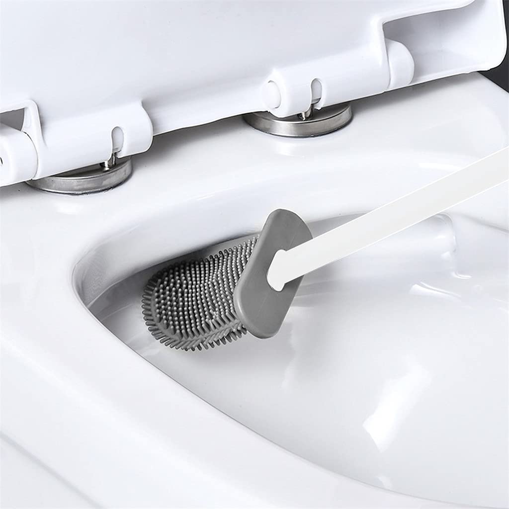 2 Piezas Limpiador Profundo a Prueba de Fugas de Agua con Base de Silicona WC Cabeza Plana Cepillo de cerdas Suaves Flexibles Juego de Soporte de Secado rápido (Azul)
