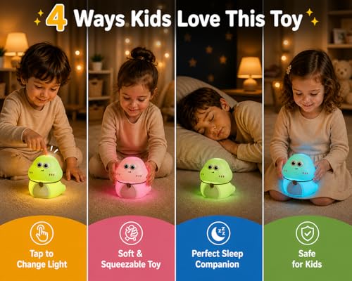 Image of One94Store Cute Snail Shape Silicone Electronic Toy for Kids, 7 Color Changing LED Squishy Soft Touch USB 1200mAh Rechargeable Toy, Ideal for Bedroom, Nursery Decor & Gift for Children