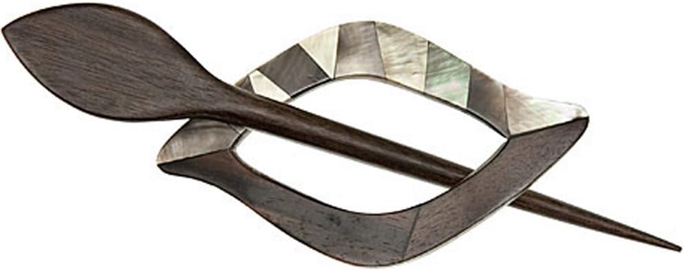 Paradise Exotic Shawl PinParadise Exotic Blacklip Shell & Tiger Ebony Loop Shawl Pin SP42703