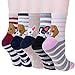 Produktbild 5 Paar Damen Socken Tiere aus Baumwoll mit Süße Katze Tiermuster, Lustige Bunte Socken Geschenk für Damen Einheitsgröße Rot