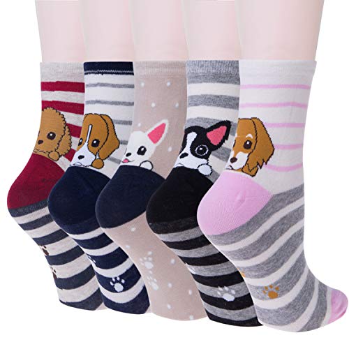 5 Pairs Womens Animal Socks Cute Cotton Socks for Ladies