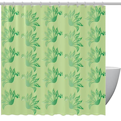 Rideau de douche paon vert lavable grand format avec crochets de fixation - 2