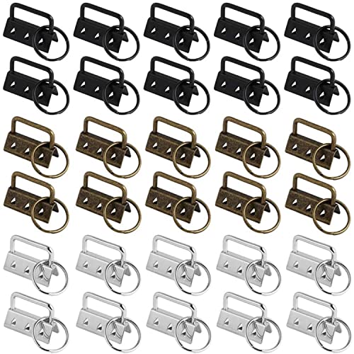 Boutihao 30 Piezas Hardware De Llavero,Clip Para Llavero,llave Hebilla de correas,Pulsera Con Llavero , Para Cinturones Cordón Hecho a Mano Tela De Cuentas ​Artesanía(Plata, Bronce, Negro) Cover