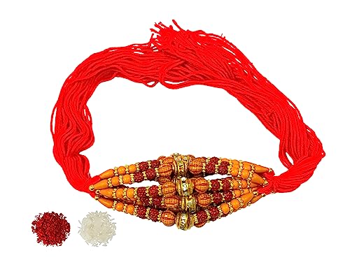 Image of 12 Pcs Simple Elegant Moli Thread Rakhi For Brother | Rakhi For Bhai | Rakhi For Bhaiya Rakhi with Roli Chawal Packet