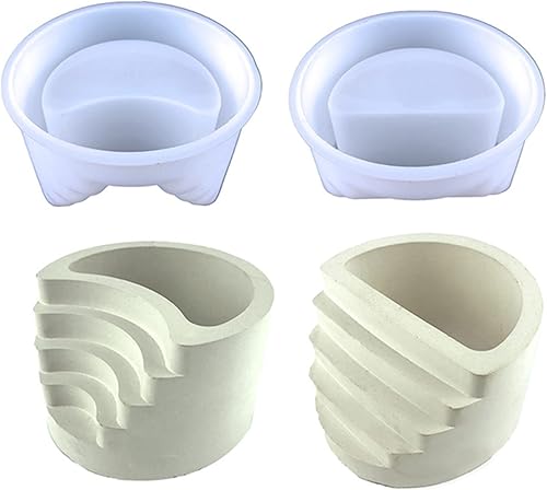 Miniatura 6 de Escalera redonda maceta de hormigón Molde de silicona Cemento Suculenta Plantadora Jarrón Yeso Arcilla Molde de resina epoxi Soporte para bolígrafo