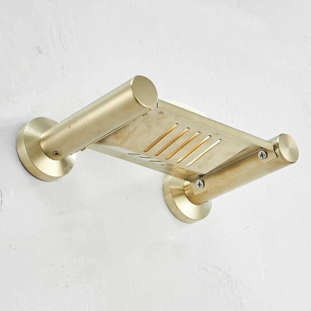 Toallero de Montaje en Pared Toallero para el Hogar Soporte de Anillo de Toalla de Baño Dorado Cepillado Acero Inoxidable 304 Accesorio de Baño Toallero/Soap Dish Holder