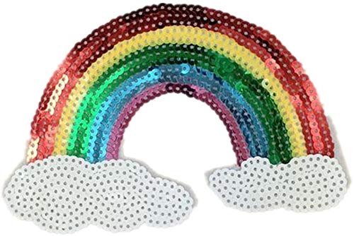 Ximkee(10 Pack) Large Rainbow Badge Sequin Sew Iron On Embroidered Patches Appliques #TOP2