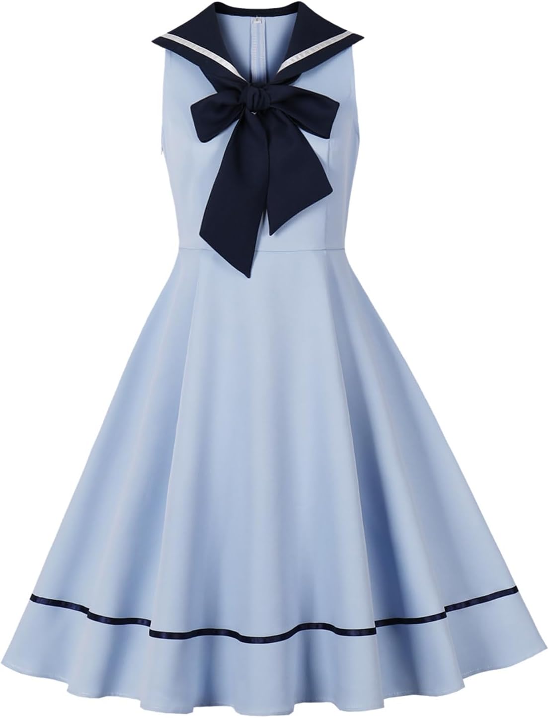 ODIZLI Women's 1950s Retro Dress Sleeveless Swing Midi Dress Cocktail Rockabilly Dresses Nautical Outfits for Women