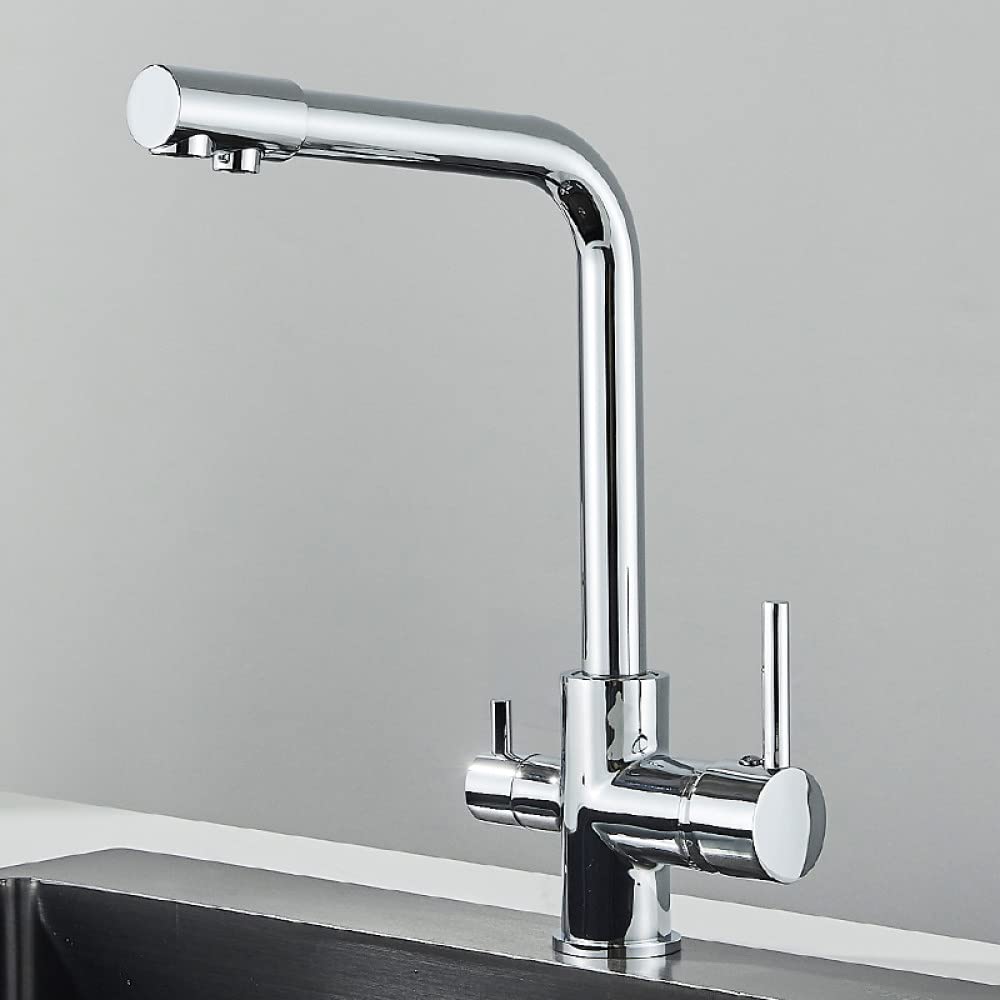 Mitigeur filtre à eau potable finition chrome et noir pour évier