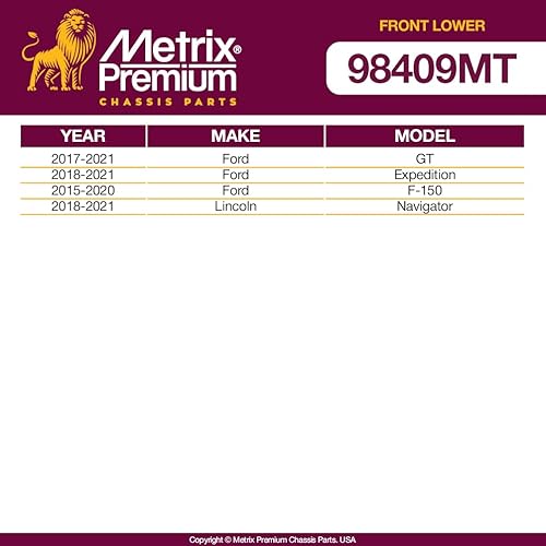 Miniatura 2 de Metrix Premium - 2 piezas de rótula delantera inferior K500318 para Ford GT 2017-2021, Ford Expedition 2018-2021, Ford F-150 2015-2020, Lincoln