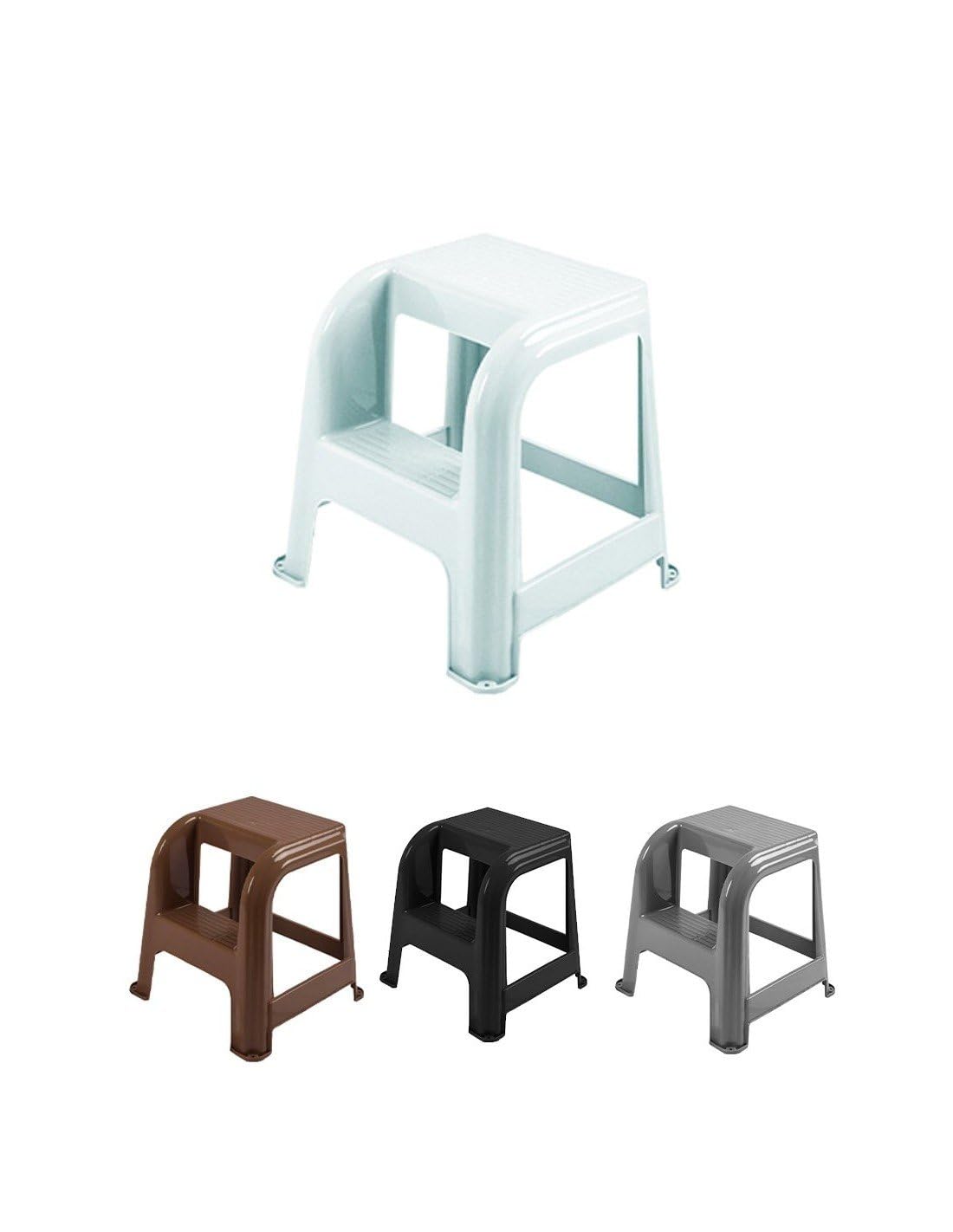 Jardin202 - Taburete con escalón de Plástico Multiusos y Resistente – Asiento Elevador Dos Peldaños | (Blanco)