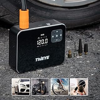 ThiEYE Tyre Inflator Portable Air Compressor 120 PSI Cordless Tyre Pump with Digital LCD Screen and Light, Small Electric Air Compressor with 4000mAh Rechargeable Battery for Car Bike Motorcycle Ball