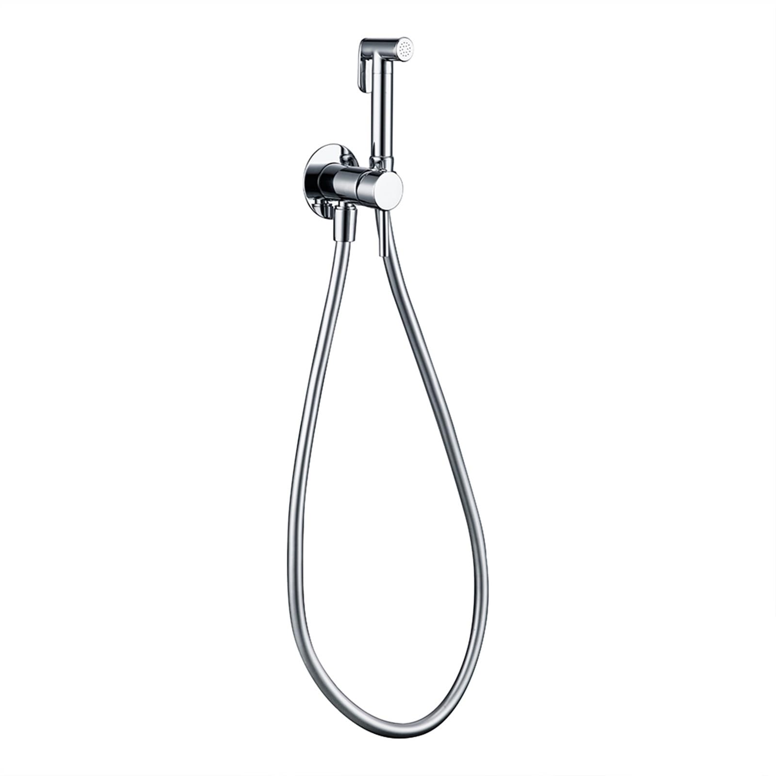 QTANZIQI Latón Cromado de Mano montado en la Pared híbrido Agua fría y Caliente con Soporte baño Cocina Grifo de Inodoro rociador de bidé (Cromado)