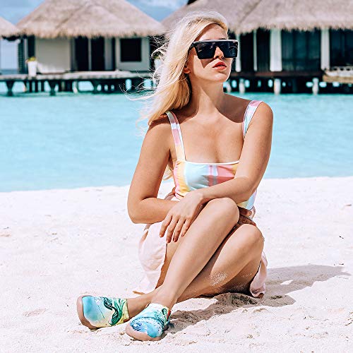 Uin Women's Flats Canvas Lightweight Slip Ons Sneakers Walking Casual Art Painted Travel Shoes Mermaid Green (42) #TOP4