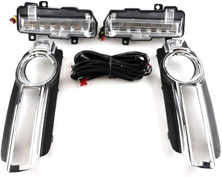 LED Daytime Running Light Compatible for Mitsubishi Pajero V93 V97 2015-2020, LED Front Bumper DRL + Yellow Turn Signals Light
