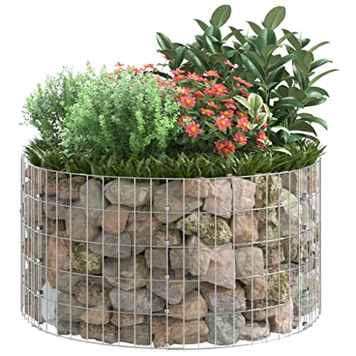 Circular Gabion Pole, Galvanised Steel Ø100x50 Cm Create Strong Border for Garden and Patio, Weather Resistant, Stable Construction, Great Addition, Assembly Required