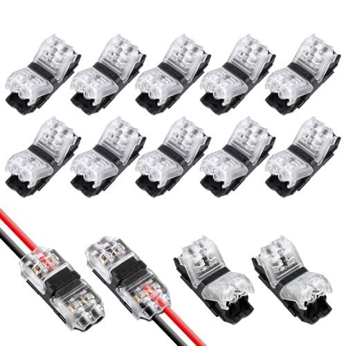 Flintronic 10 PCS Wire Connectors, Low Voltage H Tap Connectors, 2 Pin 2 Way Quick Splice Wire Connectors, Wiring Branch Connector, Without Stripping, for 18-22 AWG, LED Strip, Audio, Vehicles