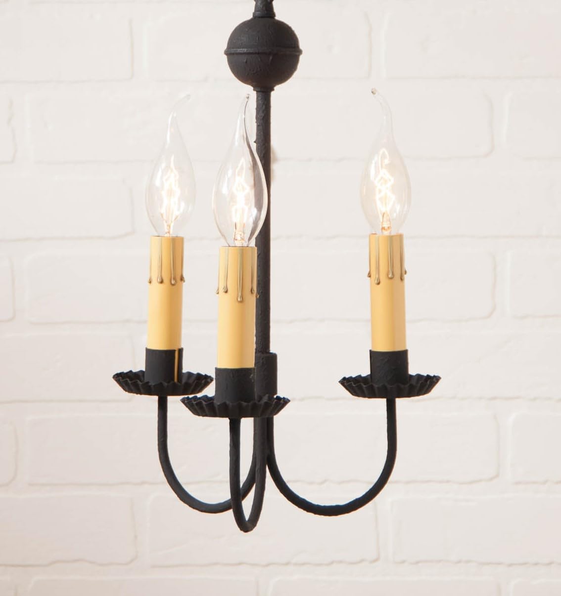 Irvins Country Tinware Small 3-Arm Primitive Chandelier in Textured Black