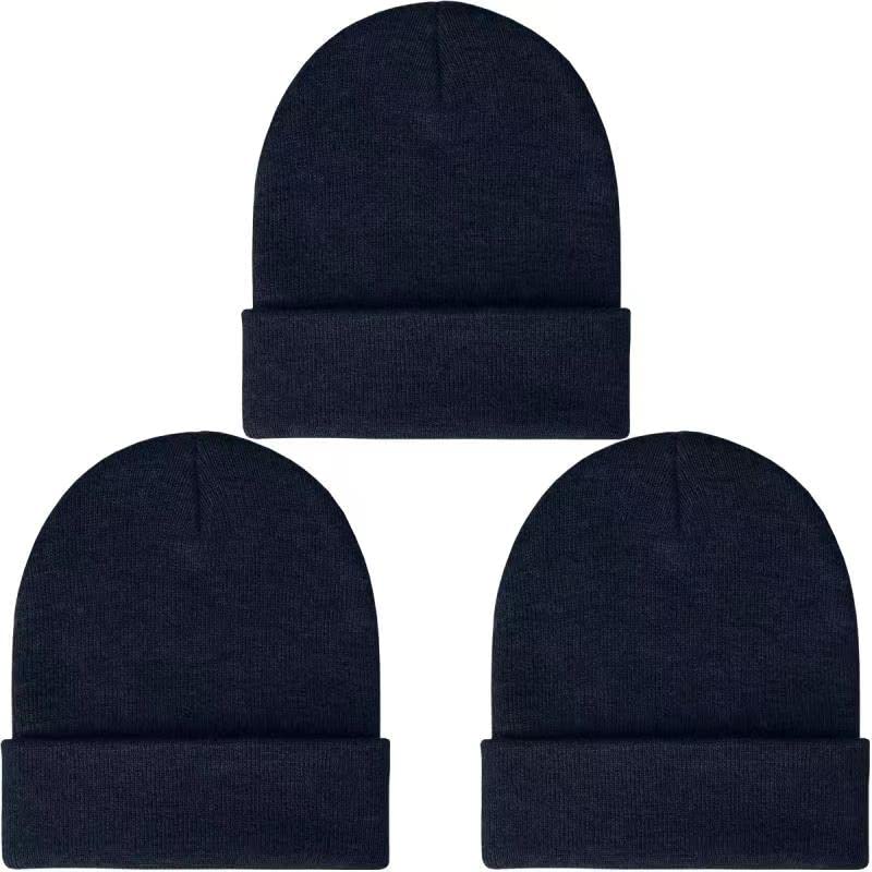 LCZTN 4 Pack Winter Beanie Hats - Unisex Cuffed Knit Cap, Warm Acrylic, One Size Fits Most (4 Black)