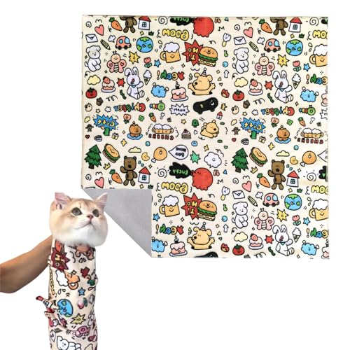 Galenecx - Galenecx Enveloppe de Toilettage pour Chat, Dispositifs de Retenue Autocollants pour Cat, Sac de Toilettage Réglable Anti-Rayures pour Cat, pour Couper Les Ongles du Chat, Nettoyer Les Oreilles - -6%