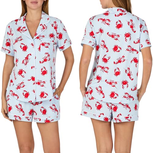 Image of kate spade new york Short Sleeve Brushed Jersey Notch Boxer Pajama Set