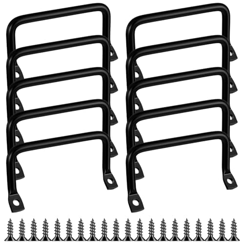 Leooomap 10Pcs Stainless Steel Cabinet Handles for Cutting Board & Serving Trays Matte Black Metal Pulls with Screws Drawer & Furniture Hardware for Kitchen Bathroom Closet
