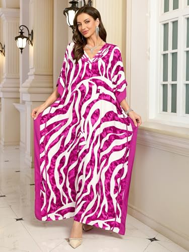 Image of KECVOT Kaftan Dresses for Women V-Neck Print Swimsuit Cover Up Plus Size Beach Caftan Lounge Dress