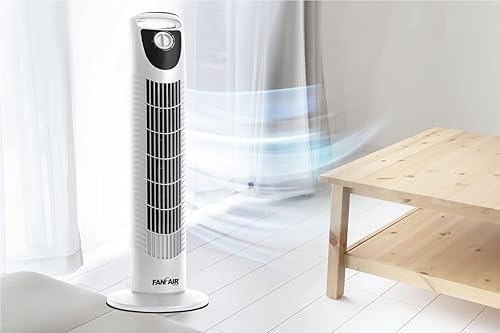 Miniatura 2 de Fanfair Ventilador de torre oscilante de 30 pulgadas con 3 ajustes de velocidad y sistema operativo silencioso, ahorro de espacio y diseño delgado,