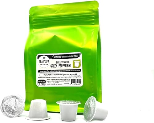 18 cápsulas de té de menta verde descafeinado compatibles con Nespresso OriginalLine