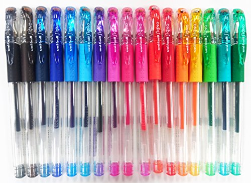 Uni-ball Signo UM-151-28 Gel Ink Pen, 0.28 mm,17 Colors Set with Original Vinyl Pen Case