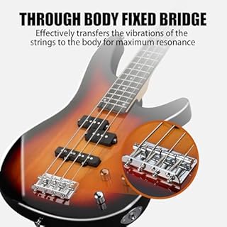 Ktaxon Electric Bass Guitar 4 String Bass Guitar with 20 Watt Amplifier, PJ Type Pickup, Naturally air-dried Maple Neck, Rosewood Fretboard, Basswood Body(Sunset)
