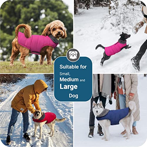 Teozzo Dog Winter Coats - Waterproof Dog Snow Jackets Windproof Fleece Lined Dog Apparel Vest With Leash Hole Dog Cold Weather Coats For Large Dogs Navy X-Large #TOP6