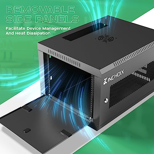 Kinchoix 6U Server Cabinet Wall Mount Network Rack Enclosure Cabinet Enclosure for Computer Data Networking Electronic Equipment, Removable Side Panels 14.5in Depth - Thumbnail 5