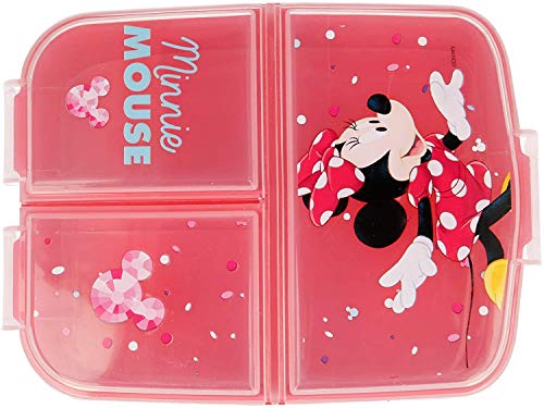 CM Set van aluminium waterfles voor kinderen en lunchbox met 3 vakken, voor meisjes, lekvrij, BPA-vrij, 400 ml (rood-min… - Afbeelding 3